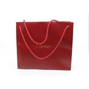 Flawless Cartier Red Medium Gift Shopping Bag Tote 10" x 9" x 3.5"